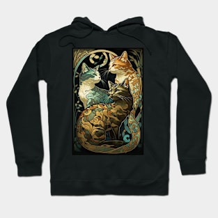 Three Cats - Art Nouveau Style Hoodie